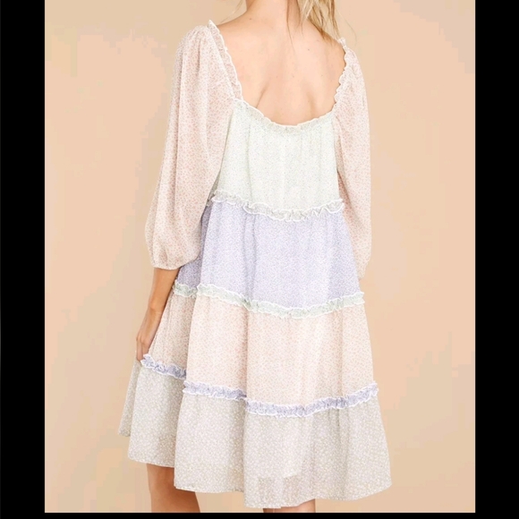 STORIA Baby Doll, Oversize, Boxy, Layering  Puff Ballon Sheer Sleeves Mini Dress - Picture 2 of 11